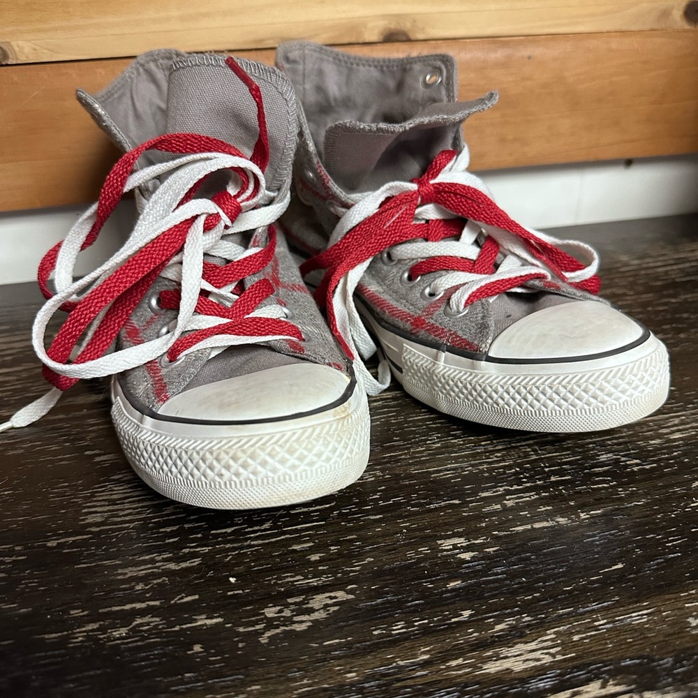 Grey/Red High Top Converse